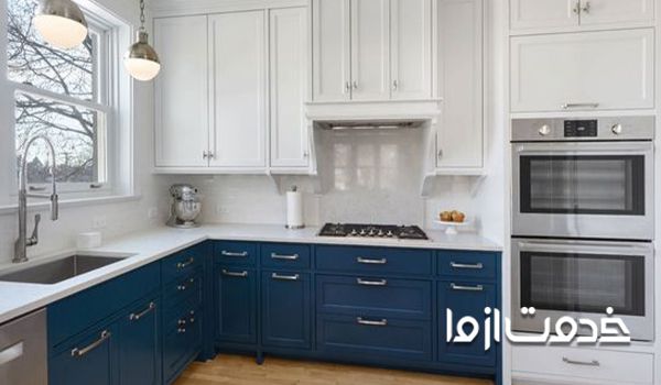 استفاده از طرح دریایی در کابینت دو رنگ 